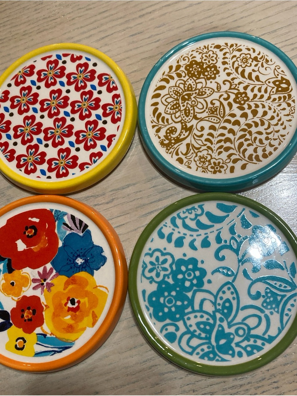 The Pioneer Woman, Colorful Floral Ceramic Coasters - Set of 4